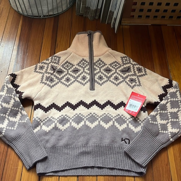 Kari Traa Sweaters - NWT Kari Traa Agnes Taupe Wool Blend 1/4 Zip Sweater Sz S